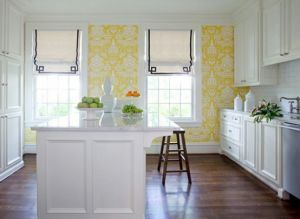 Yellow decor pictures - Kitchen with yellow wallpaper.jpg